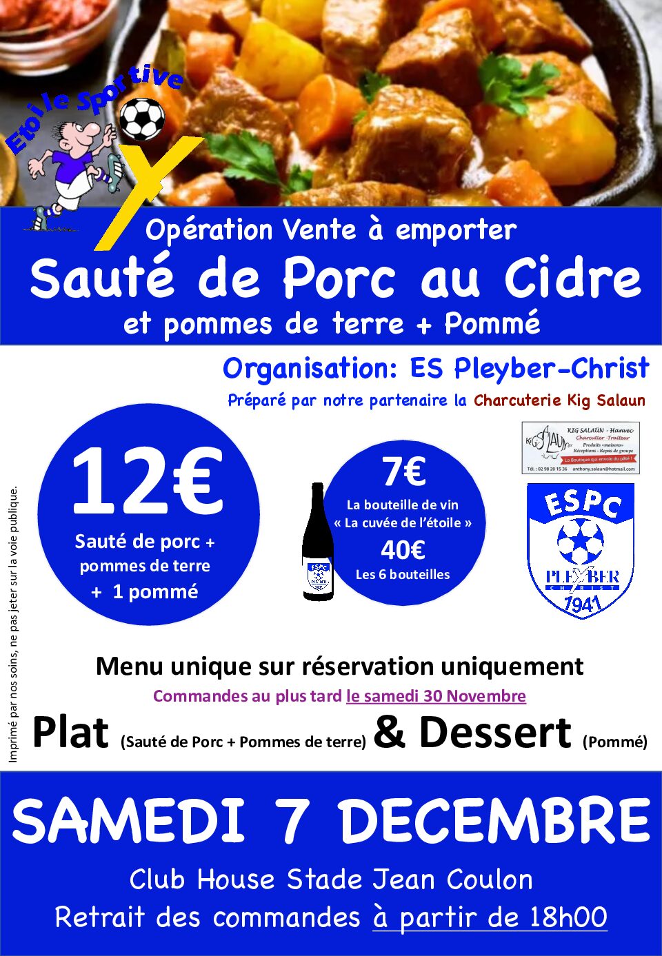 Opération vente à emporter « Sauté de Porc au Cidre »